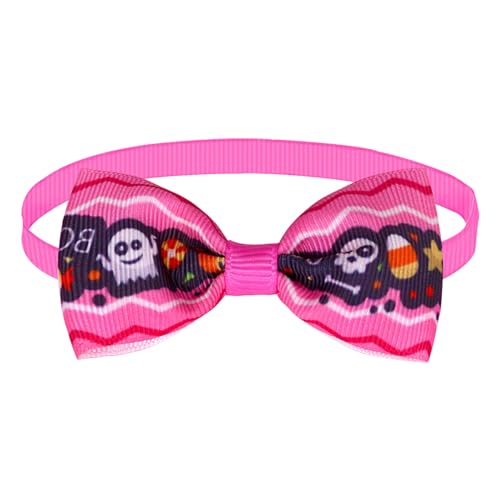 HERSIL Halloween-Fliege für Haustiere, für Hunde und Katzen, Festliche Dekorationen, niedliche Cartoon-Kürbis-Muster Zugstopp (Pink, One Size) von HERSIL