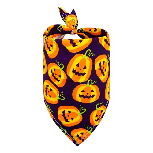 HERSIL Halloween Haustier Dreieck Handtuch Hund Katze Handtuch Schal Kürbis Fledermaus Festliche Haustier Dekorationen Hundeleine Geschirr (Orange, M) von HERSIL