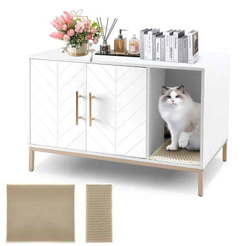 HERSINSEM Katzentoiletten-Möbel mit doppellagiger Katzentoilette, Designer-gefertigte Katzentoilette, versteckte Katzentoilette dient als Beistelltisch und TV-Tisch, passend für die meisten HERSINSEM Katzentoiletten-Möbel mit doppellagiger Katzentoilette, Designer-gefertigte Katzentoilette, versteckte Katzentoilette dient als Beistelltisch und TV-Tisch, passend für die meisten von HERSINSEM