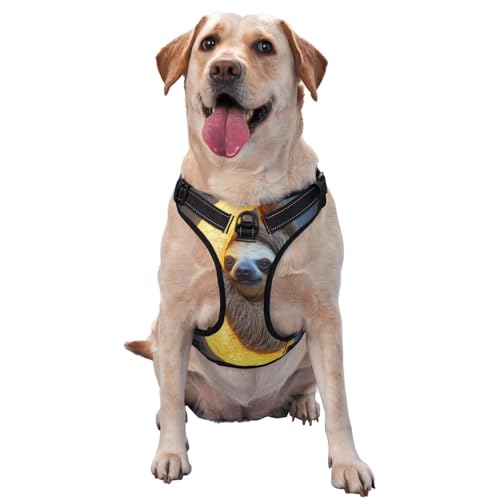 Das Faultier auf dem Mond Hundegeschirr für kleine, mittelgroße und große Hunde, verstellbar, atmungsaktiv, mit Schnellverschluss-Schnallen von HERTqwop