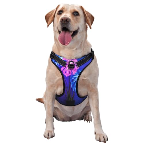 Fantastisches Hundegeschirr mit leuchtenden Pflanzen für kleine, mittelgroße und große Hunde, verstellbar, atmungsaktiv, mit Schnellverschluss-Schnallen von HERTqwop
