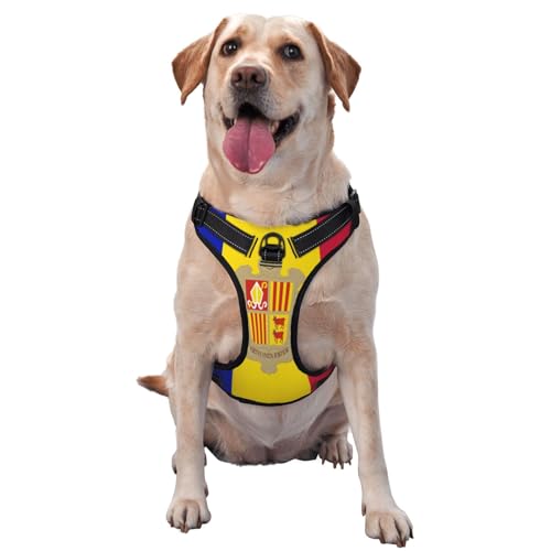 Flag of Andorra Hundegeschirr für kleine, mittelgroße und große Hunde, verstellbare atmungsaktive Hundeweste mit Schnellverschluss-Schnallen von HERTqwop