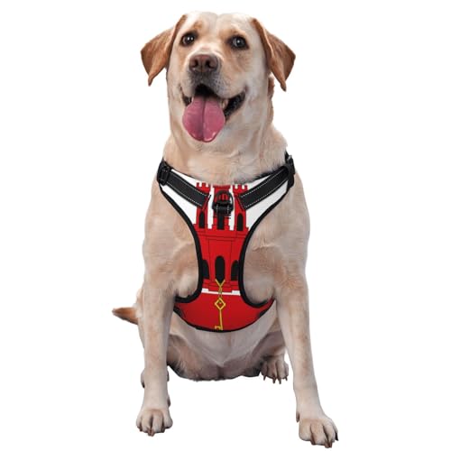 Flag of Gibraltar Hundegeschirr für kleine, mittelgroße und große Hunde, verstellbare atmungsaktive Hundeweste mit Schnellverschluss-Schnallen von HERTqwop