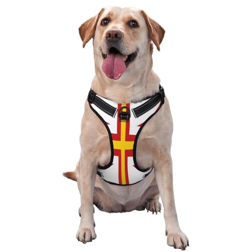 Flag of Guernsey Islands Hundegeschirr für kleine, mittelgroße und große Hunde, verstellbare atmungsaktive Hundeweste mit Schnellverschluss-Schnallen von HERTqwop
