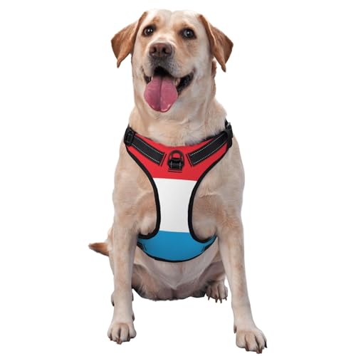 Flag of Luxembourg Hundegeschirr für kleine, mittelgroße und große Hunde, verstellbare atmungsaktive Hundeweste mit Schnellverschluss-Schnallen von HERTqwop