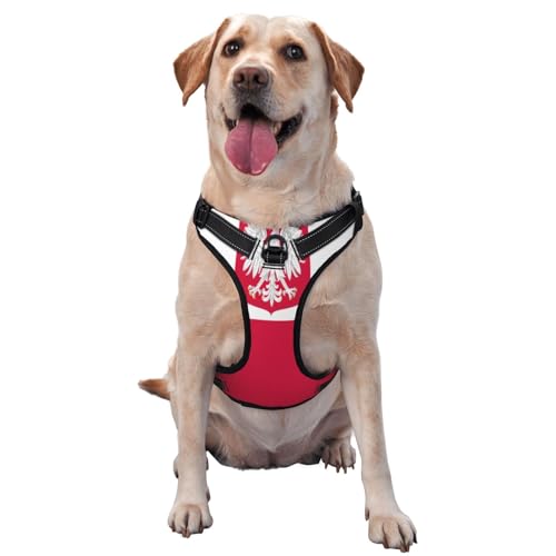 Flag of Poland Hundegeschirr für kleine, mittelgroße und große Hunde, verstellbare atmungsaktive Hundeweste mit Schnellverschluss-Schnallen von HERTqwop