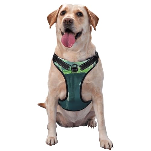 Floating Castle Hundegeschirr für kleine, mittelgroße und große Hunde, verstellbar, atmungsaktiv, mit Schnellverschluss-Schnallen von HERTqwop