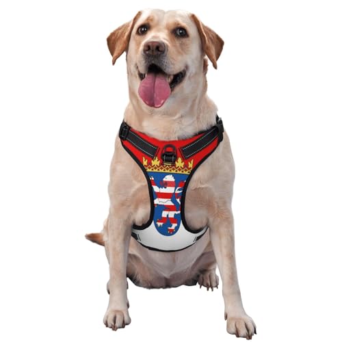 Hessenflagge Hundegeschirr für kleine, mittelgroße und große Hunde, verstellbar, atmungsaktiv, mit Schnellverschluss-Schnallen von HERTqwop