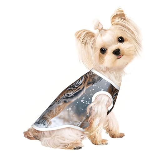 Hunde-Shirt für kleine Haustiere, Motiv: Nordosttiger im Schnee, weiche und atmungsaktive Katzen- und Hundekleidung, geeignet für kleine Haustiere Hunde-Shirt für kleine Haustiere, Motiv: Nordosttiger im Schnee, weiche und atmungsaktive Katzen- und Hundekleidung, geeignet für kleine Haustiere von HERTqwop