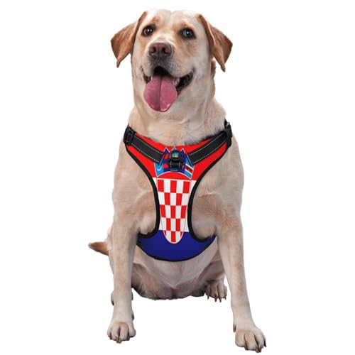 Hundegeschirr mit Flagge der Republik Kroatien für kleine, mittelgroße und große Hunde, verstellbar, atmungsaktiv, mit Schnellverschluss-Schnallen von HERTqwop