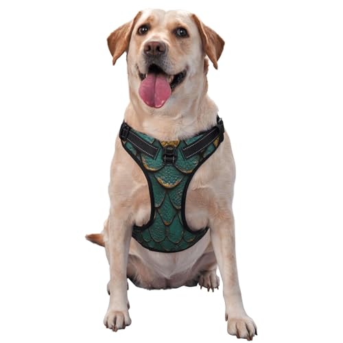 Hundegeschirr mit Schlangenhautstruktur, für kleine, mittelgroße und große Hunde, verstellbar, atmungsaktiv, mit Schnellverschluss-Schnallen von HERTqwop