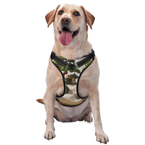 Hundegeschirr mit künstlicher Landschaft für kleine, mittelgroße und große Hunde, verstellbar, atmungsaktiv, mit Schnellverschluss-Schnallen von HERTqwop