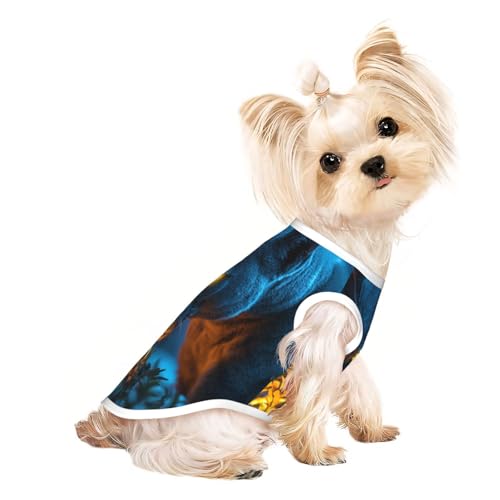 Hundeshirt für kleine Haustiere, Leopardenmuster mit leuchtenden Augen, weiche und atmungsaktive Katzen- und Hundekleidung, geeignet für kleine Haustiere von HERTqwop