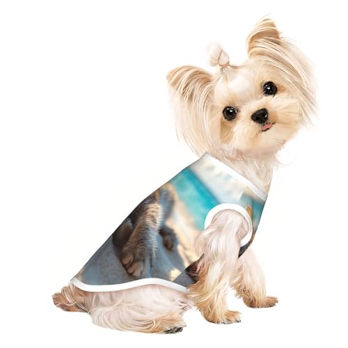 Hundeshirt für kleine Hunde, Katzen am Strand, weiche und atmungsaktive Katzen- und Hundekleidung, geeignet für kleine Haustiere von HERTqwop