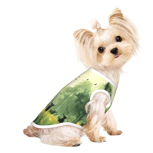 Hundeshirt für kleine Hunde, Rinderherden im Wald, weiche und atmungsaktive Katzen- und Hundekleidung, geeignet für kleine Haustiere Hundeshirt für kleine Hunde, Rinderherden im Wald, weiche und atmungsaktive Katzen- und Hundekleidung, geeignet für kleine Haustiere von HERTqwop