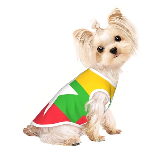 Hundeshirt mit Flagge von Myanmar für kleine Hunde, weiche und atmungsaktive Katzen- und Hundekleidung, geeignet für kleine Haustiere von HERTqwop