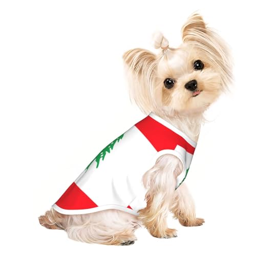 Hundeshirt mit Libanon-Flagge für kleine Hunde, weiche und atmungsaktive Katzen- und Hundekleidung, geeignet für kleine Haustiere von HERTqwop