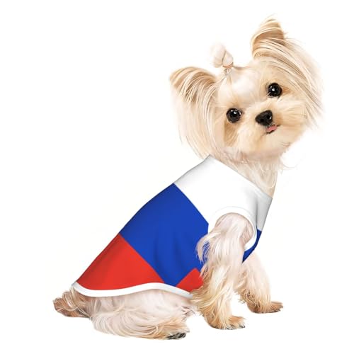 Hundeshirt mit russischer Flagge für kleine Haustiere, weiche und atmungsaktive Katzen- und Hundekleidung, geeignet für kleine Haustiere von HERTqwop