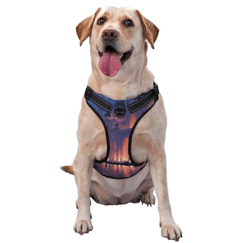 Night in the Castle Hundegeschirr für kleine, mittelgroße und große Hunde, verstellbare atmungsaktive Hundeweste mit Schnellverschluss-Schnallen von HERTqwop