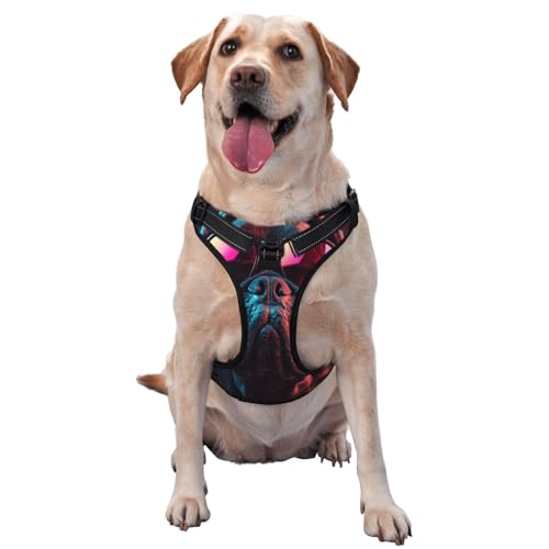 Punk Hundegeschirr für kleine, mittelgroße und große Hunde, verstellbar, atmungsaktiv, mit Schnellverschluss-Schnallen von HERTqwop
