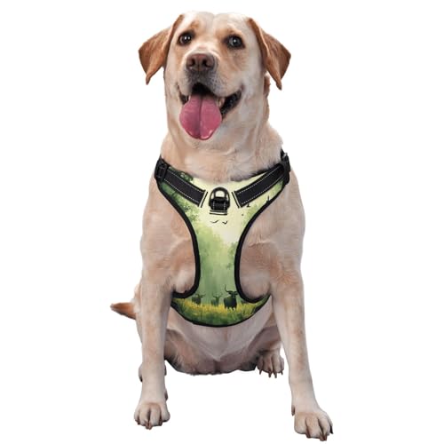 Rinderherden im Wald Hundegeschirr für kleine, mittelgroße und große Hunde - Verstellbare, atmungsaktive Hundeweste mit Schnellverschluss-Schnallen von HERTqwop
