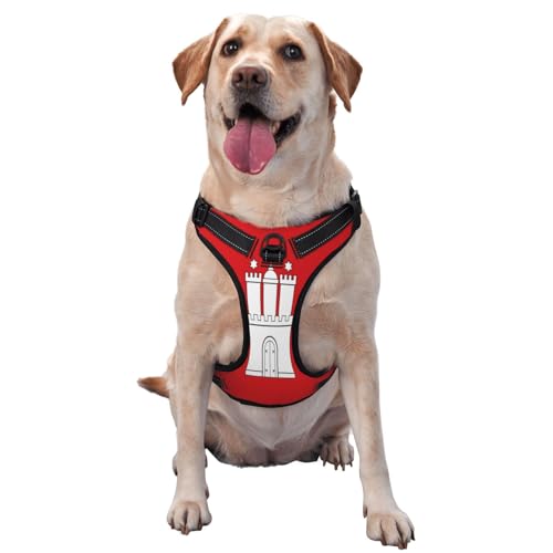 The Hamburg Flag Hundegeschirr für kleine, mittelgroße und große Hunde - Verstellbare, atmungsaktive Hundeweste mit Schnellverschluss-Schnallen von HERTqwop
