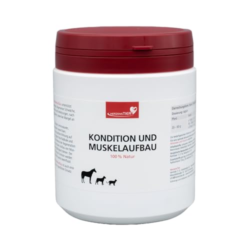 HERZENSTIER Kondition und Muskelaufbau 250g für Hunde, Katzen & Pferde, natürliche Kräutermischung für Muskelaufbau & Ausdauer – geeignet nach Operationen & für Senioren von HERZENSTIER