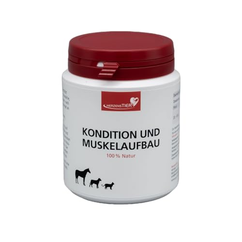 HERZENSTIER Kondition und Muskelaufbau 70g für Hunde, Katzen & Pferde, natürliche Kräutermischung für Muskelaufbau & Ausdauer – geeignet nach Operationen & für Senioren von HERZENSTIER