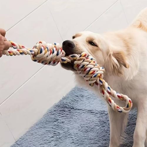 HESUILONG Hundeseilspielzeug Hund Beißspielzeug Seil Kauspielzeug Sicheres Geflochtenes Design Gesundes Geschenk für Mittlere Große Hunde 60cm (60cm) von HESUILONG
