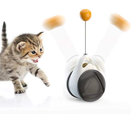 HETIAL Katzenspielzeug mit Katzenminze, Balanced Rotierender Ball Indoor Cat Chasing Toy, Interaktives Kitten Swing Toy, Schwarz-Weiß von HETIAL