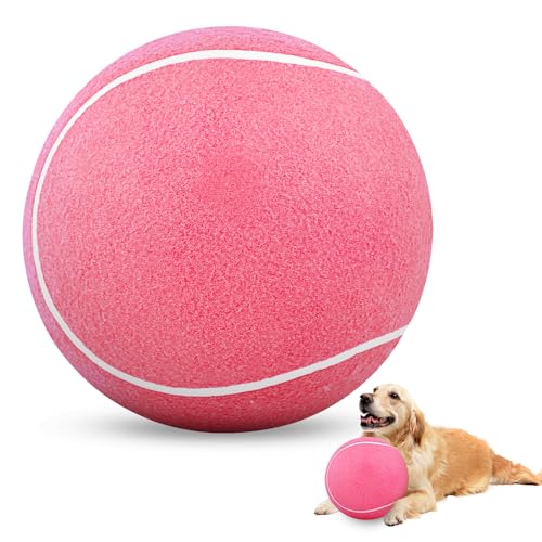 HETOO Große Hunde-Tennisbälle: 24,1 cm, rosa Hundespielzeug, riesiges Outdoor-Hundespielzeug, Bälle, Hundetennisball-Spielzeug für kleine, mittelgroße und große Hunde, Haustierspielzeug von HETOO