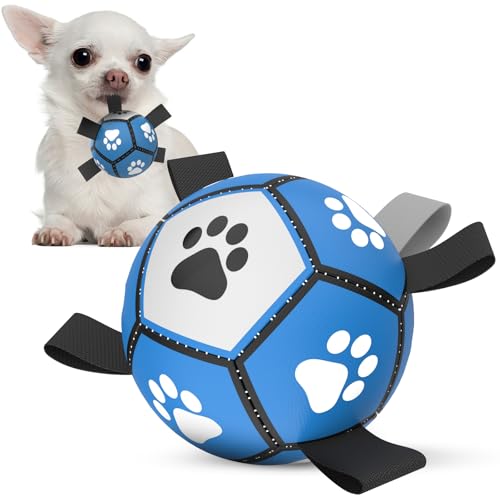 HETOO Hundeball Hundespielzeug Ball mit Griff für Hund Interaktives Schleppen von Krieg Wasser Hundebälle Spielzeug Geburtstagsgeschenk für Klein/Mittel Hunde (5 Zoll Blau Grau) von HETOO