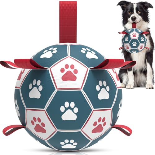 HETOO Hundeball Hundespielzeug Ball mit Griff für Hund Interaktives Schleppen von Krieg Wasser Hundebälle Spielzeug Geburtstagsgeschenk für Kleine/Mittel/Große Hunde (6 Zoll Rot Blau) von HETOO