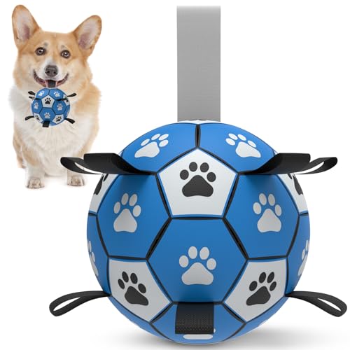 HETOO Hundeball Hundespielzeug Ball mit Griff für Hund Interaktives Schleppen von Krieg Wasser Hundebälle Spielzeug Geburtstagsgeschenk für Mittel/Große Hunde (6 Zoll Blau Grau) von HETOO