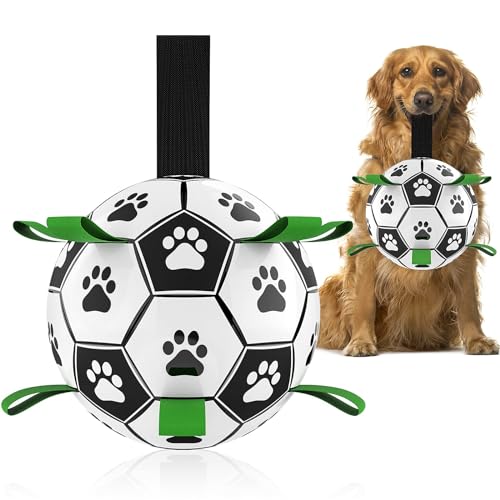 HETOO Hundeball Interaktives Hundespielzeug Ball, Hundefußball mit Griff, Fußball für Hunde, Wasserspielzeug Hunde, Hunde Geburtstagsgeschenke, Hundebälle mit Pumpe für mittelgroße/große Hunde (20CM) von HETOO