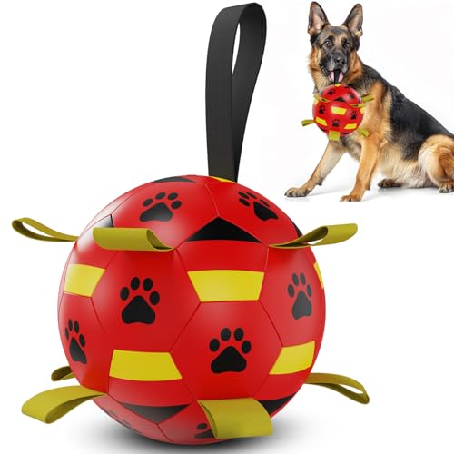 HETOO Hundeball Hundespielzeug Ball mit Griff für Hund Interaktives Schleppen von Krieg Wasser Hundebälle Spielzeug Geburtstagsgeschenk für Mittel/Große Hunde (8 Zoll Rot Gelb) HETOO Hundeball Hundespielzeug Ball mit Griff für Hund Interaktives Schleppen von Krieg Wasser Hundebälle Spielzeug Geburtstagsgeschenk für Mittel/Große Hunde (8 Zoll Rot Gelb) von HETOO