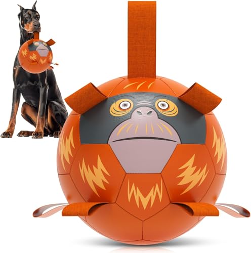 HETOO Hundespielzeug, Fußball mit Riemen, interaktives Hundespielzeug zum Tauziehen, Welpengeburtstagsgeschenke, Hundespielzeug, Wasserspielzeug, langlebige Hundebälle für mittelgroße und große Hunde HETOO Hundespielzeug, Fußball mit Riemen, interaktives Hundespielzeug zum Tauziehen, Welpengeburtstagsgeschenke, Hundespielzeug, Wasserspielzeug, langlebige Hundebälle für mittelgroße und große Hunde von HETOO
