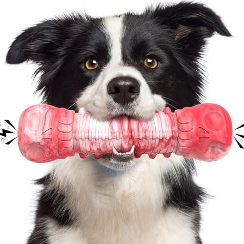 HETOO Hundespielzeug, Unzerstörbar Spielzeug für Große Hunde Kauspielzeug für Aggressives Kauen Robuster Langlebig Naturkautschuk Kauspielzeug für Mittelgroße Große Hunde (Rot Weiß) von HETOO