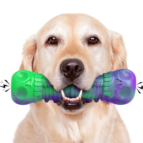 HETOO Hundespielzeug, Unzerstörbar Spielzeug für Große Hunde Kauspielzeug für Aggressives Kauen Robuster Langlebig Naturkautschuk Kauspielzeug für Mittelgroße Große Hunde (Lila Grün) von HETOO