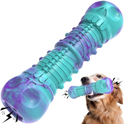 HETOO Hundespielzeug, unzerstörbares Robustes quietschendes Hundekauspielzeug für Aggressive Kauer großer und mittelgroßer Hunderassen, Zahnbürste zur Zahnpflege （Violett） von HETOO