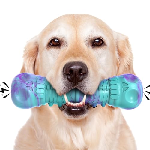 HETOO Hundespielzeug Kauspielzeug Hund,Unzerstörbares Kauwurzel Hundespielzeug, Spielzeug Hunde für große/mittelgroße Hunde, Quietschspielzeug aus Gummi, Reinigt Zähne und Zahnfleisch Dog Chew Toy von HETOO