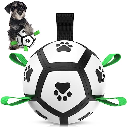 HETOO Hundespielzeug, Fußball mit Riemen, interaktives Hundespielzeug zum Tauziehen, Welpengeburtstagsgeschenke, Hundespielzeug, Wasserspielzeug, langlebige Hundebälle, Weltmeisterschaft für kleine von HETOO