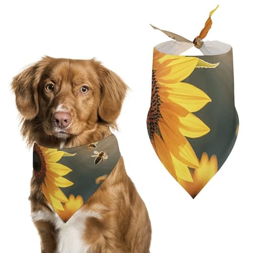 Bee & Sunflowers Hundehalstücher für die Fütterung, Fellpflege, dreieckig, waschbar, Haustier-Schal für Katzen und Hunde Bee & Sunflowers Hundehalstücher für die Fütterung, Fellpflege, dreieckig, waschbar, Haustier-Schal für Katzen und Hunde von HETVBNS