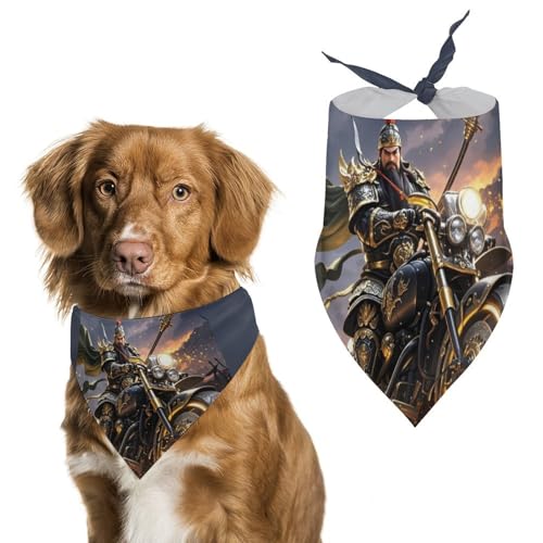 Guan Yu Rides A Motorrad Hundehalstücher zum Füttern und Pflegen, dreieckige Haustier-Lätzchen, waschbar, Haustier-Schal für Katzen und Hunde Guan Yu Rides A Motorrad Hundehalstücher zum Füttern und Pflegen, dreieckige Haustier-Lätzchen, waschbar, Haustier-Schal für Katzen und Hunde von HETVBNS