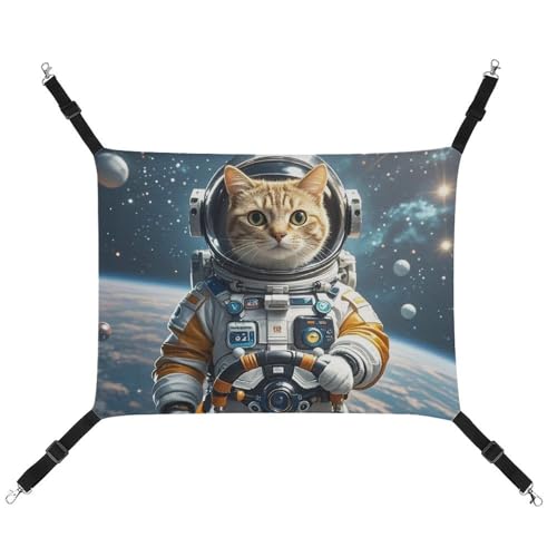 HETVBNS Astronaut Katze im Weltraum Haustierhängematte für Katzen & Hunde, weiche atmungsaktive Canvas-Hängematte mit verstellbaren Riemen, bequemes und langlebiges Hängebett für kleine bis HETVBNS Astronaut Katze im Weltraum Haustierhängematte für Katzen & Hunde, weiche atmungsaktive Canvas-Hängematte mit verstellbaren Riemen, bequemes und langlebiges Hängebett für kleine bis von HETVBNS