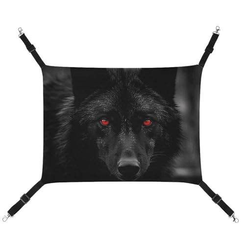 HETVBNS Black Red Eyed Wolf Haustierhängematte für Katzen & Hunde, weiche atmungsaktive Canvas-Hängematte mit verstellbaren Riemen, bequemes und langlebiges Hängebett für kleine bis mittelgroße HETVBNS Black Red Eyed Wolf Haustierhängematte für Katzen & Hunde, weiche atmungsaktive Canvas-Hängematte mit verstellbaren Riemen, bequemes und langlebiges Hängebett für kleine bis mittelgroße von HETVBNS