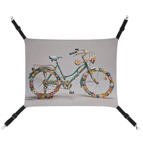 HETVBNS Blumen-Fahrrad-Haustierhängematte für Katzen & Hunde, weiche atmungsaktive Canvas-Hängematte mit verstellbaren Trägern, bequemes und langlebiges Hängebett für kleine bis mittelgroße Haustiere HETVBNS Blumen-Fahrrad-Haustierhängematte für Katzen & Hunde, weiche atmungsaktive Canvas-Hängematte mit verstellbaren Trägern, bequemes und langlebiges Hängebett für kleine bis mittelgroße Haustiere von HETVBNS