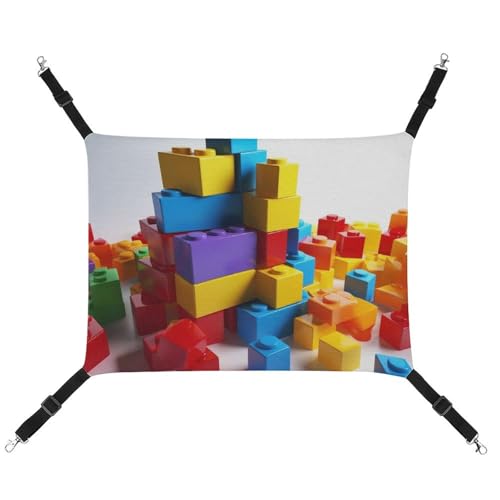HETVBNS Bunte Bausteine, Haustier-Hängematte für Katzen und Hunde, weiche, atmungsaktive Canvas-Hängematte mit verstellbaren Riemen, bequemes und langlebiges Hängebett für kleine bis mittelgroße HETVBNS Bunte Bausteine, Haustier-Hängematte für Katzen und Hunde, weiche, atmungsaktive Canvas-Hängematte mit verstellbaren Riemen, bequemes und langlebiges Hängebett für kleine bis mittelgroße von HETVBNS