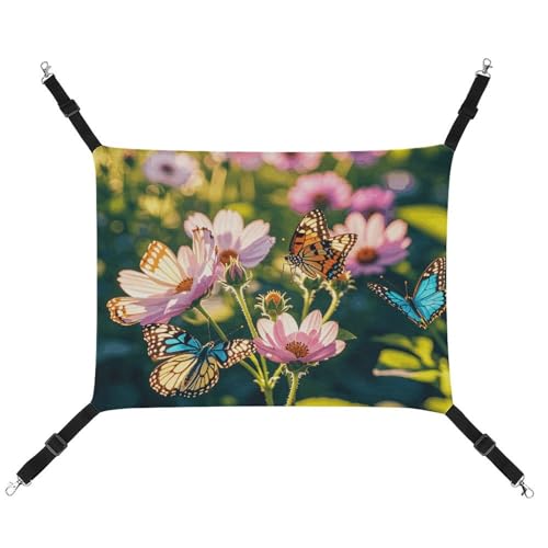 HETVBNS Butterflies and Blooms Haustier-Hängematte für Katzen und Hunde, weiche atmungsaktive Canvas-Hängematte mit verstellbaren Trägern, bequemes und langlebiges Hängebett für kleine bis mittelgroße HETVBNS Butterflies and Blooms Haustier-Hängematte für Katzen und Hunde, weiche atmungsaktive Canvas-Hängematte mit verstellbaren Trägern, bequemes und langlebiges Hängebett für kleine bis mittelgroße von HETVBNS