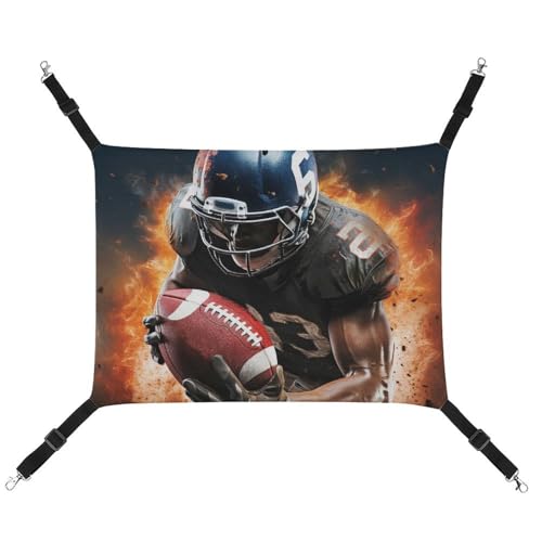 HETVBNS Coole American Football Haustier-Hängematte für Katzen und Hunde, weiche atmungsaktive Canvas-Hängematte mit verstellbaren Trägern, bequemes und langlebiges Hängebett für kleine bis HETVBNS Coole American Football Haustier-Hängematte für Katzen und Hunde, weiche atmungsaktive Canvas-Hängematte mit verstellbaren Trägern, bequemes und langlebiges Hängebett für kleine bis von HETVBNS